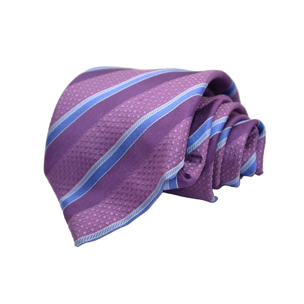 CANALI Purple / Blue Diagnol Striped Thick Woven Silk Tie Made in Italy